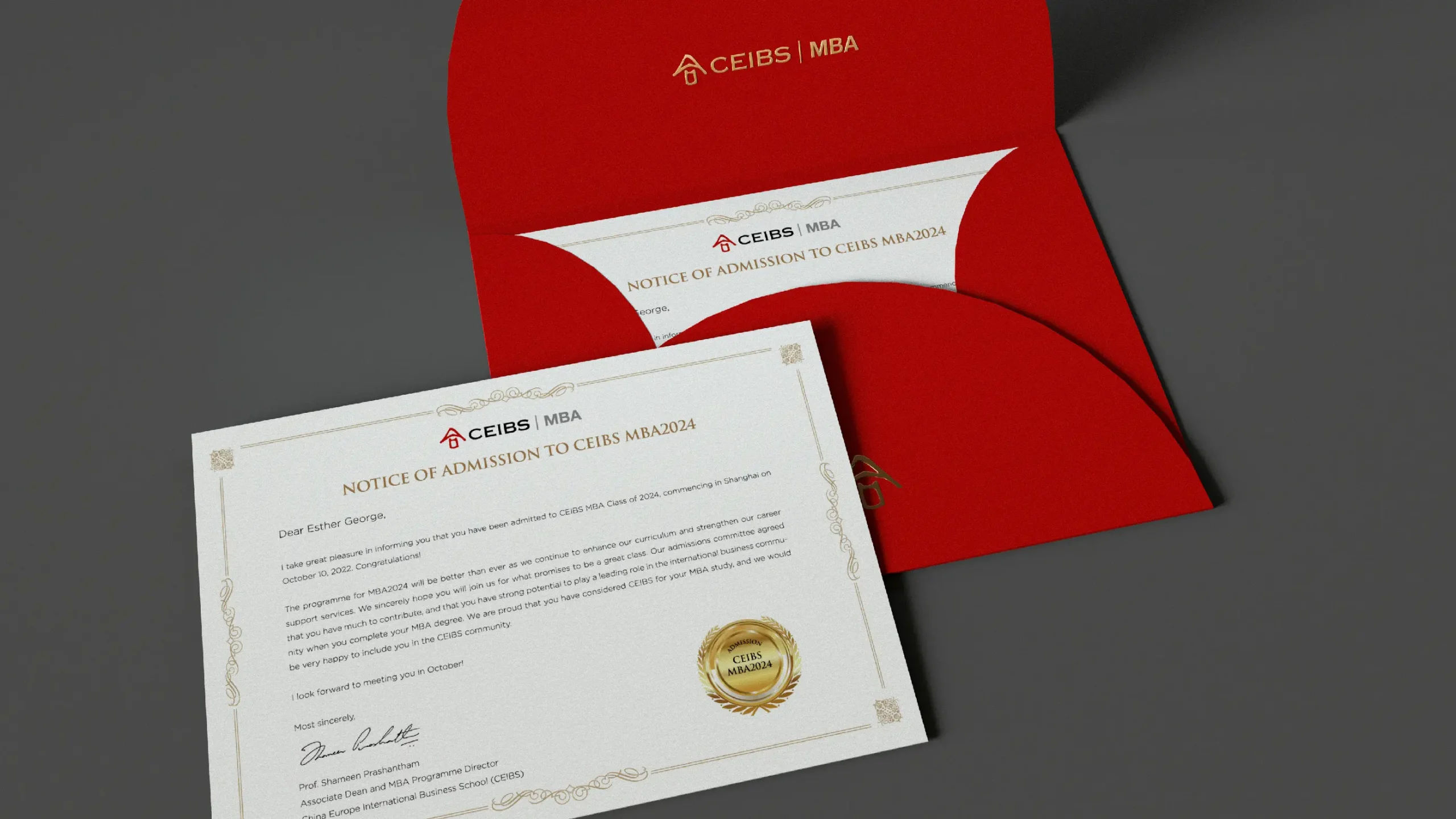 中歐國際工商學院MBA錄取通知書設計